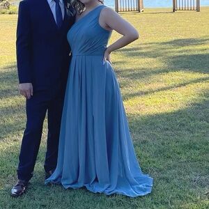 Elegant Blue One-Shoulder Gown